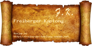 Freiberger Kaplony névjegykártya